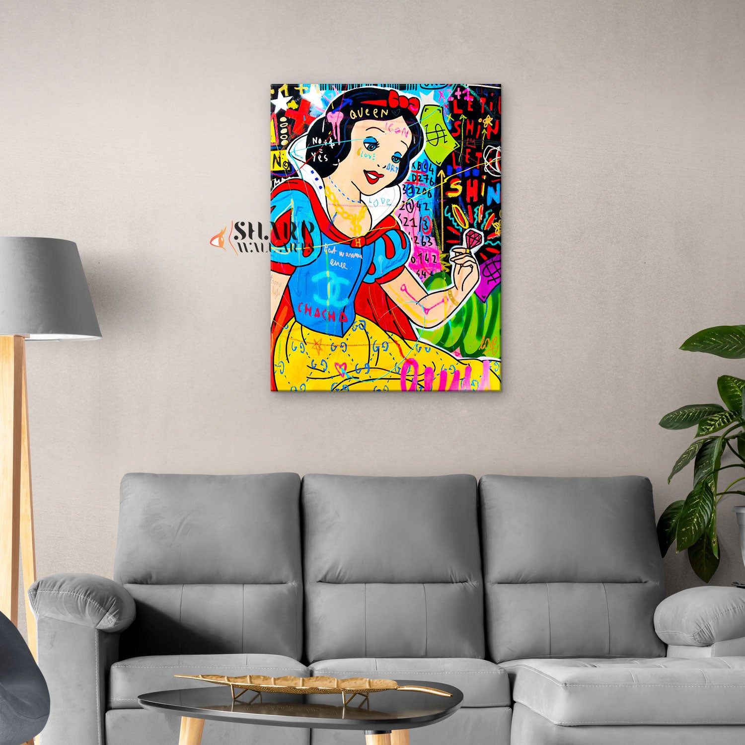 Snow White With Diamond Canvas Wall Art