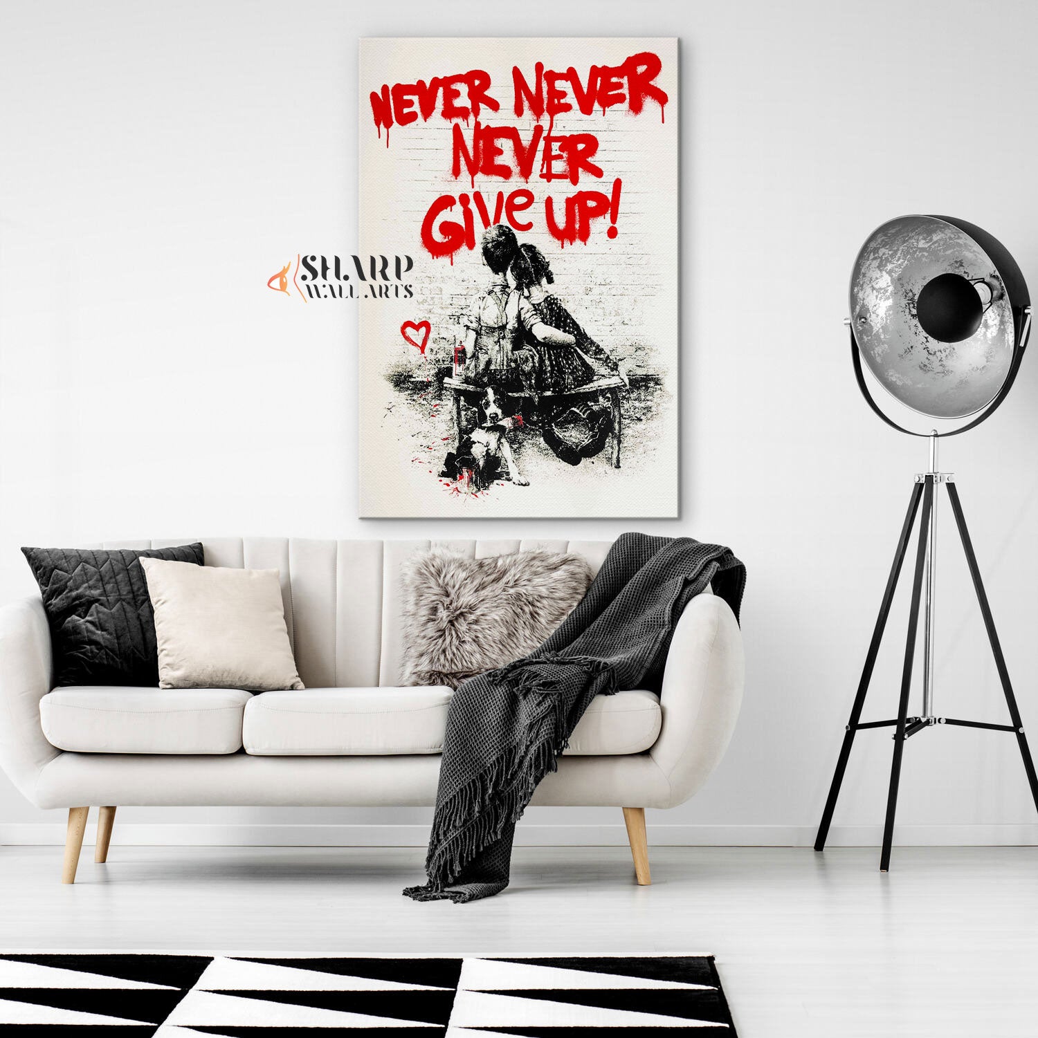 Banksy Never Give Up Wall Art Canvas