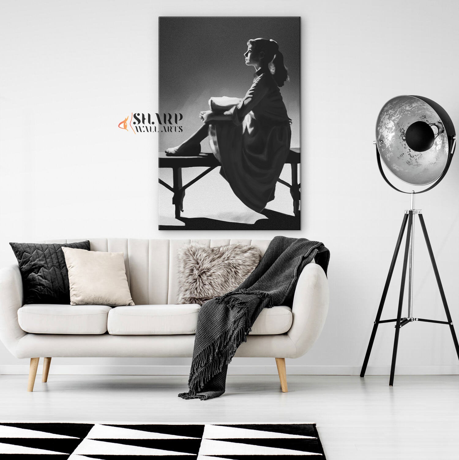 Audrey Hepburn Black And White Wall Art Canvas
