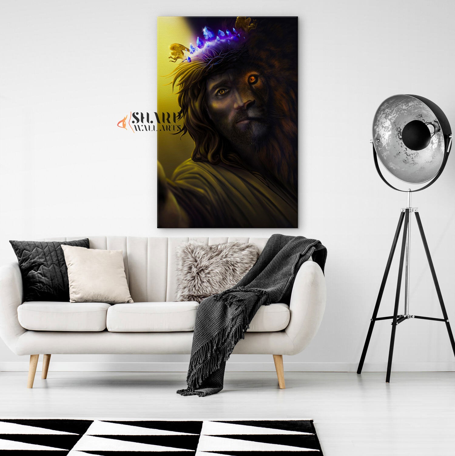 Jesus Lion Painting Canvas Wall Art