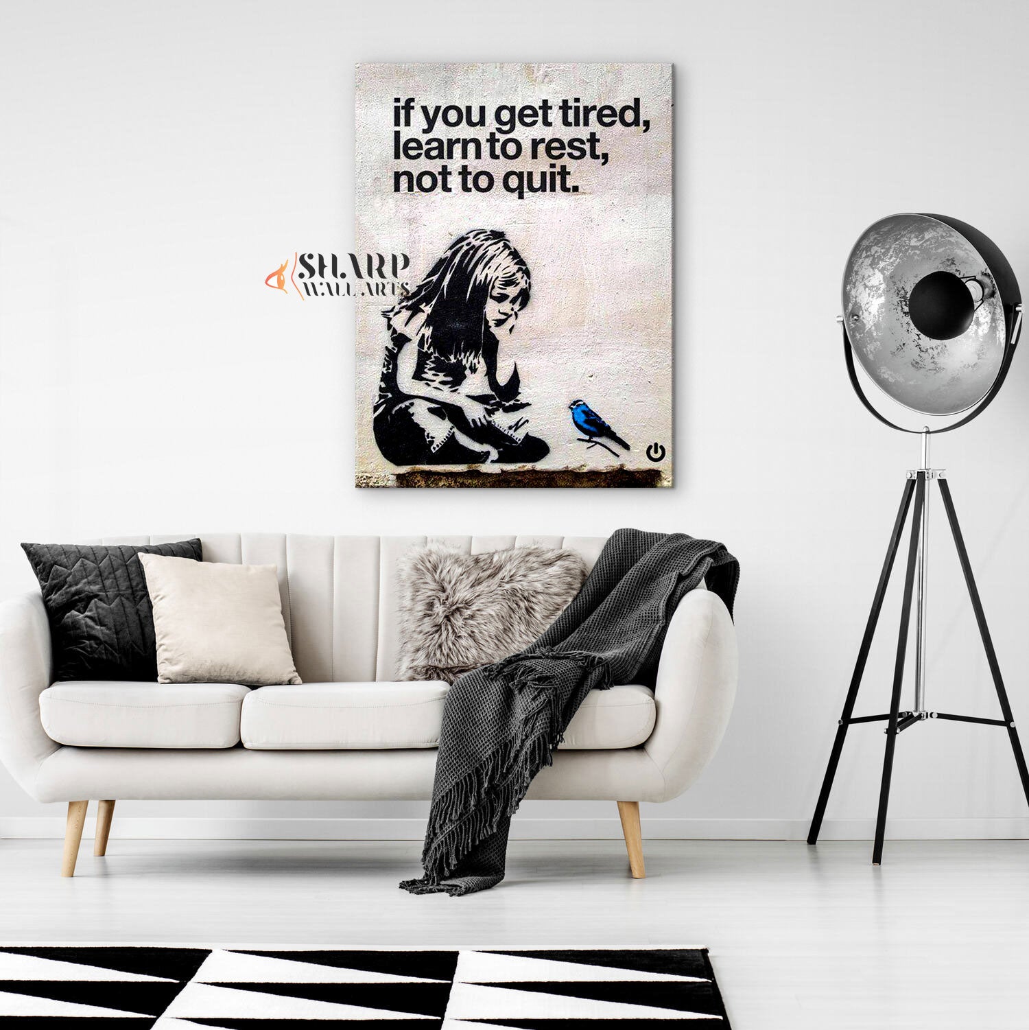 Banksy If You Get Tired Learn To Rest Not To Quit Canvas Wall Art
