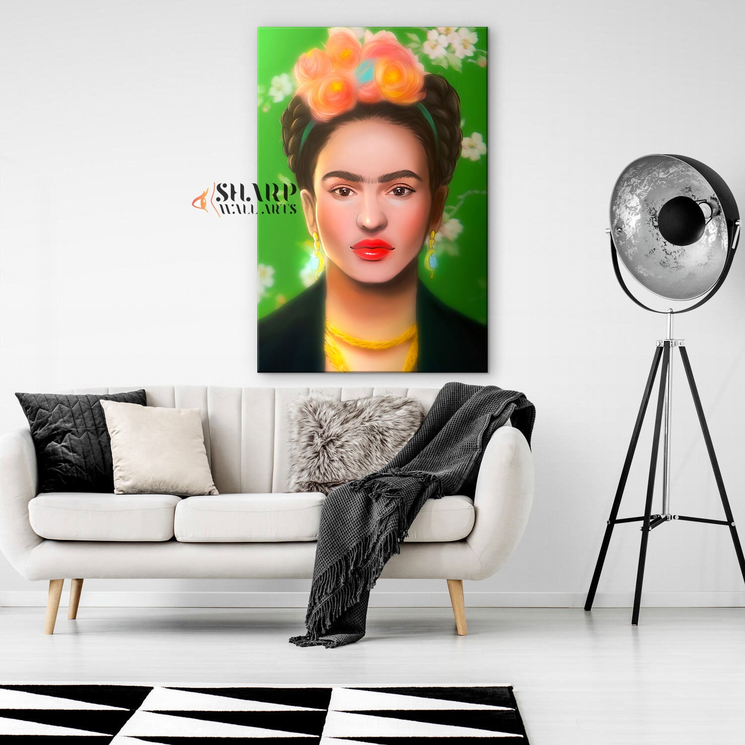 Frida Kahlo Self Portrait Green Canvas Wall Art