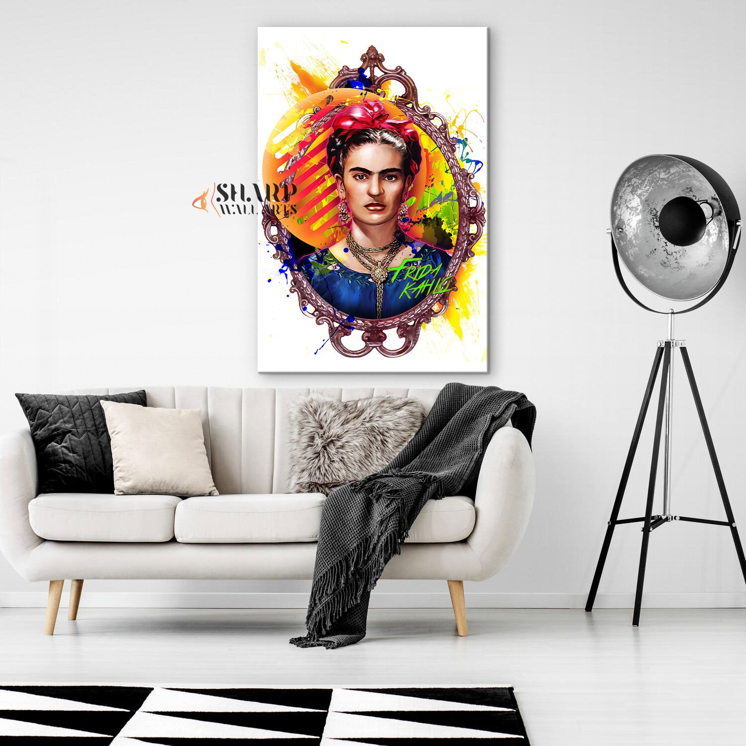 Frida Kahlo Colourful Splash  Canvas Wall Art
