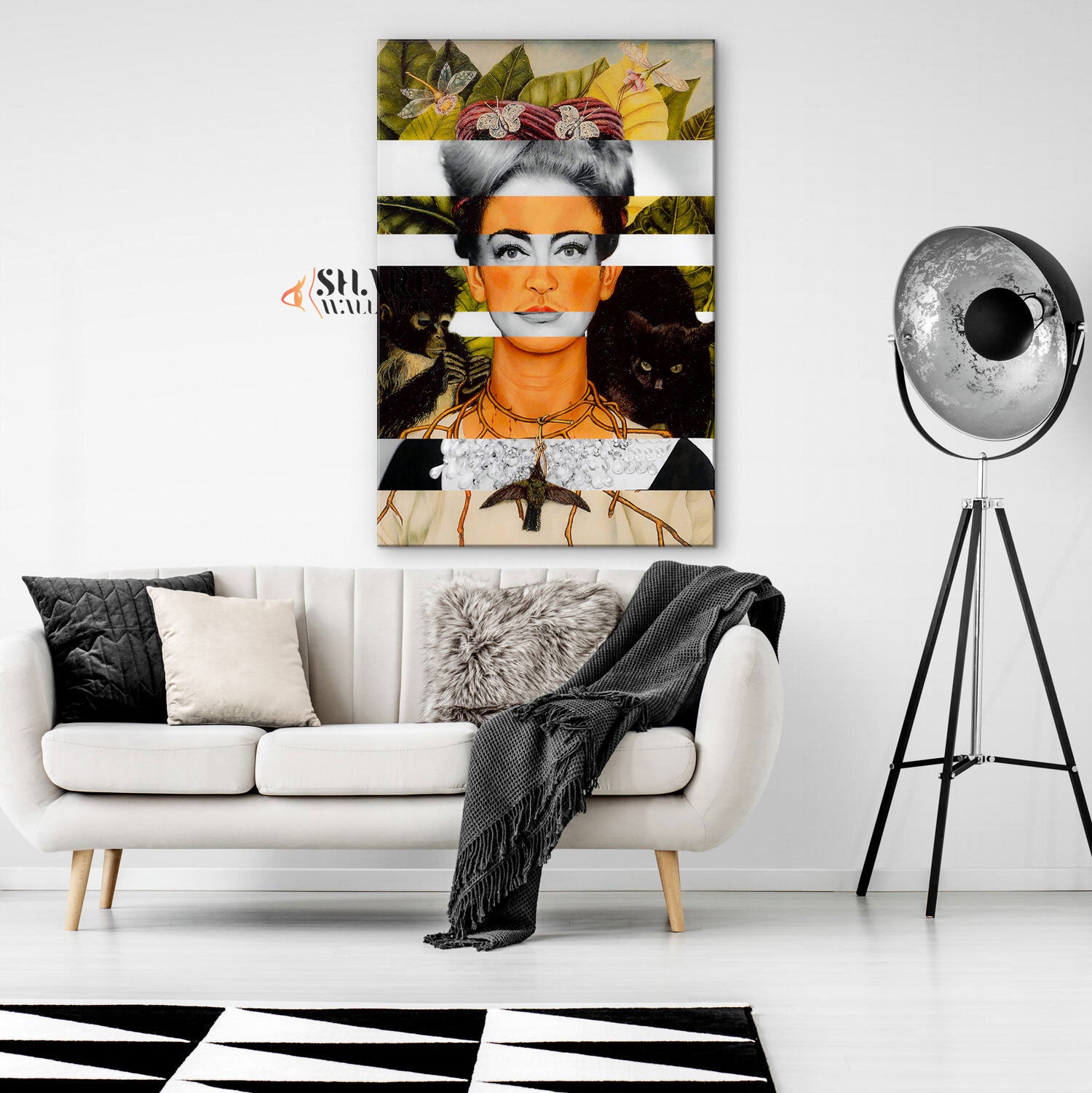 Frida Kahlo Self Portrait with Thorn Necklace and Joan Crawford Canvas Wall Art