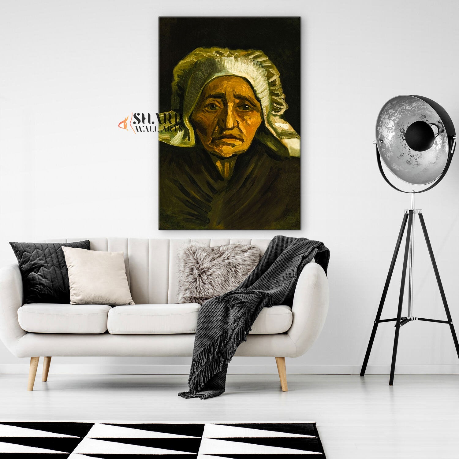 Vincent van Gogh Head Of An Old Peasant Woman With White Cap Canvas Wall Art