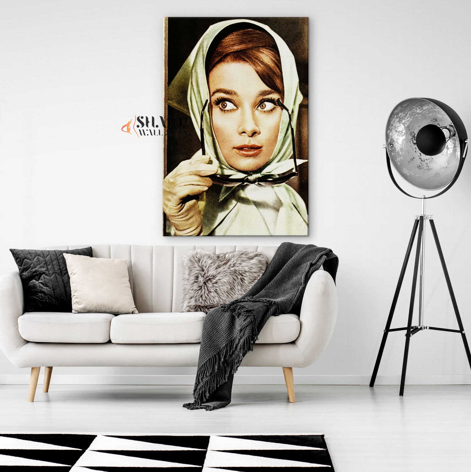 Audrey Hepburn In Scarf Wall Art Canvas