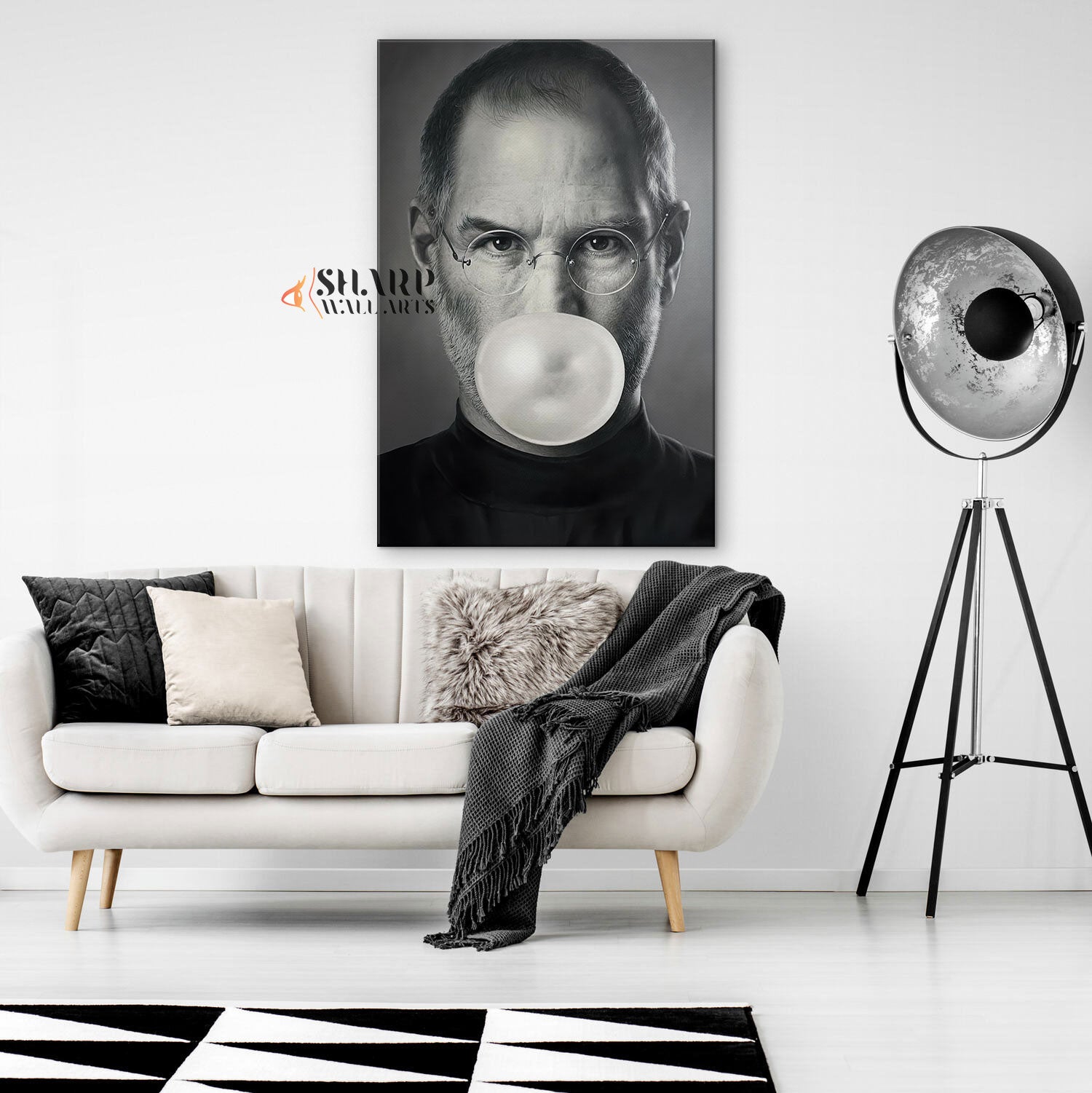 Steve Jobs With Bubble Gum Wall Art Canvas