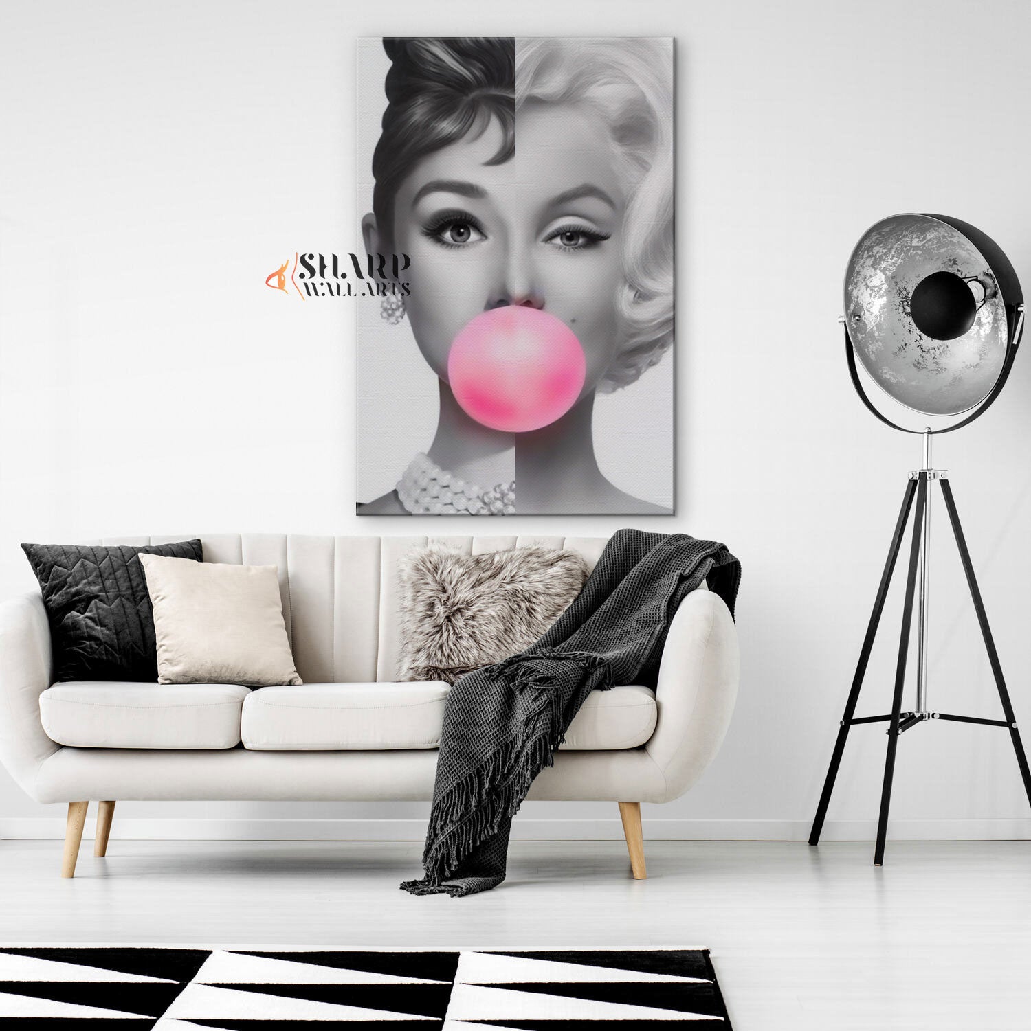 Marilyn Monroe And Audrey Hepburn Bubble Gum Canvas Wall Art
