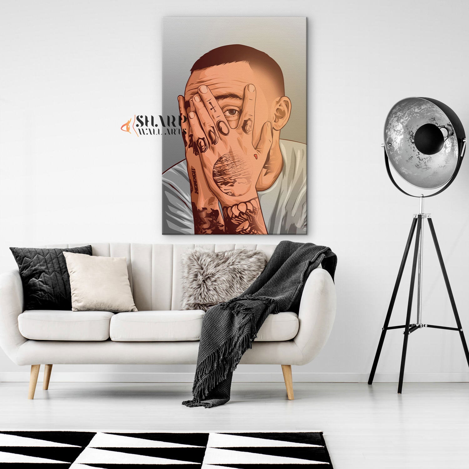 Mac Miller Portrait Tattoo Wall Art Canvas