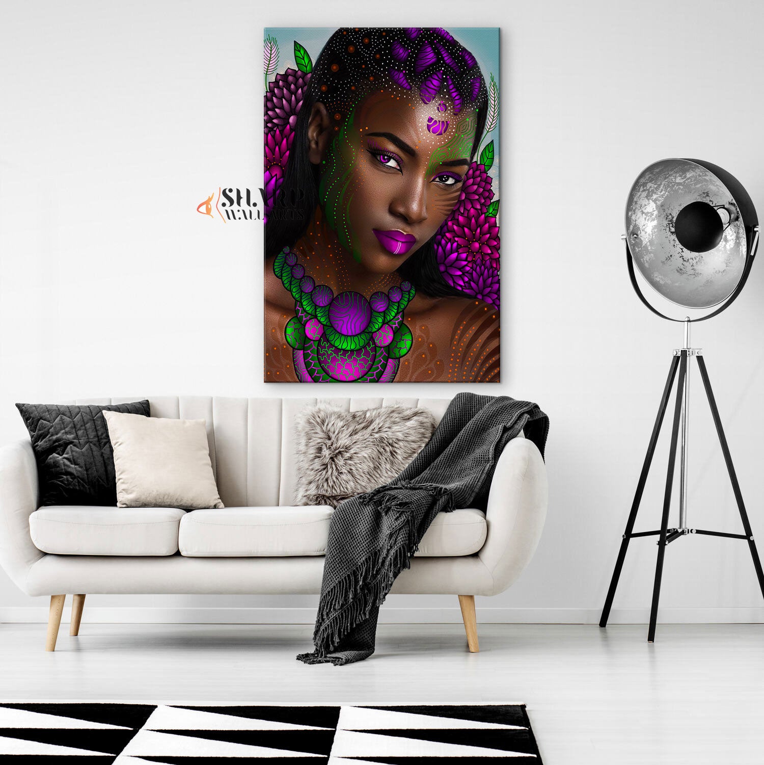 African Tribal Facial Features Wall Art Canvas