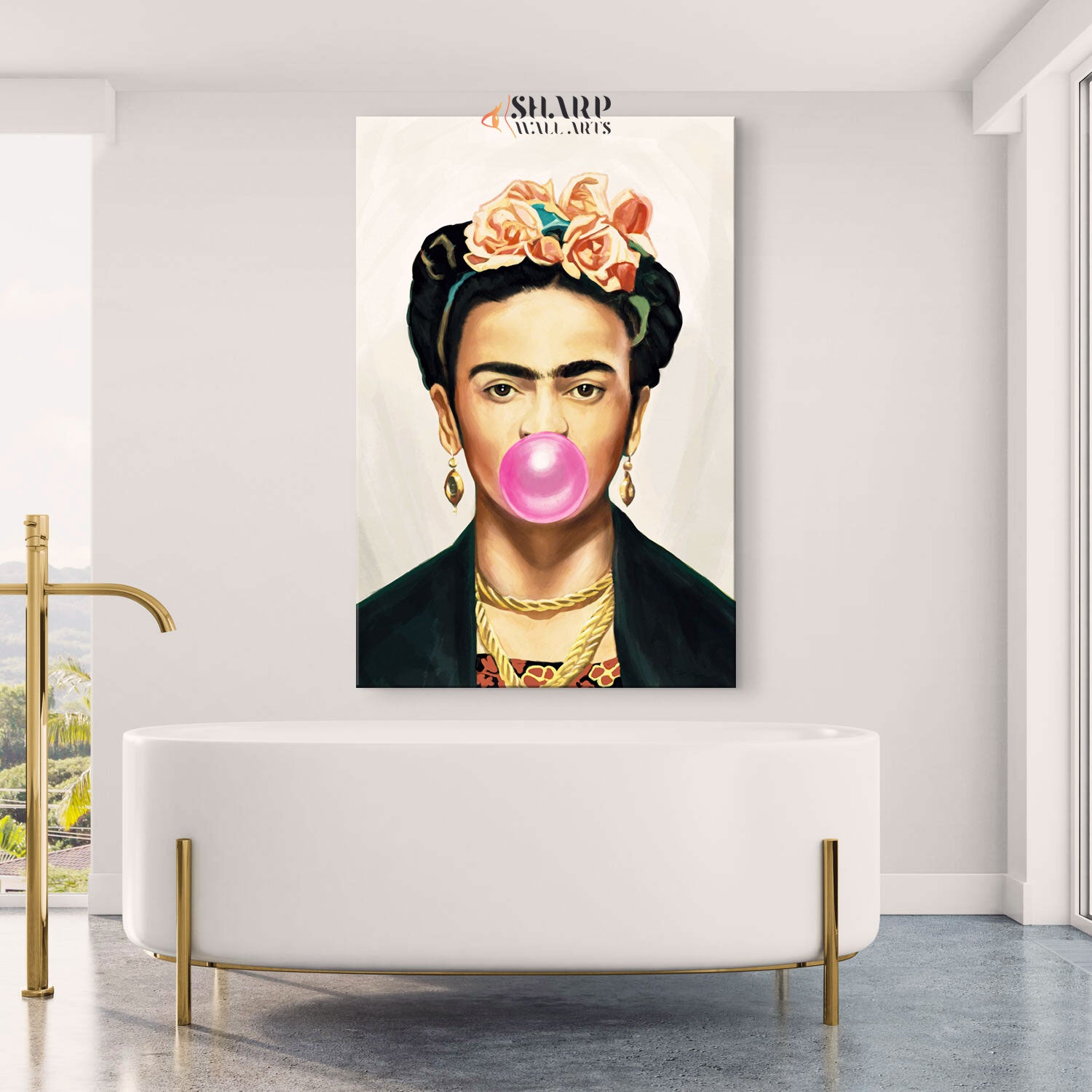 Frida Kahlo Bubble Gum Canvas Wall Art