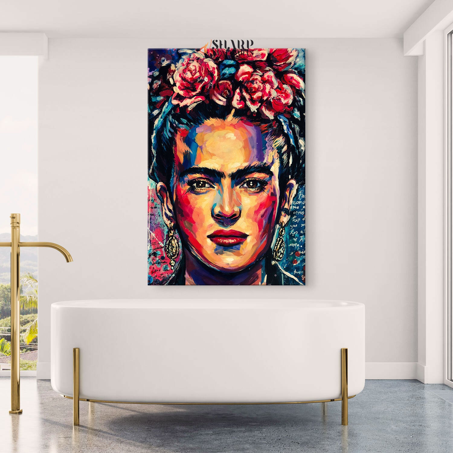 Frida Kahlo Self Portrait Watercolor Style Canvas Wall Art