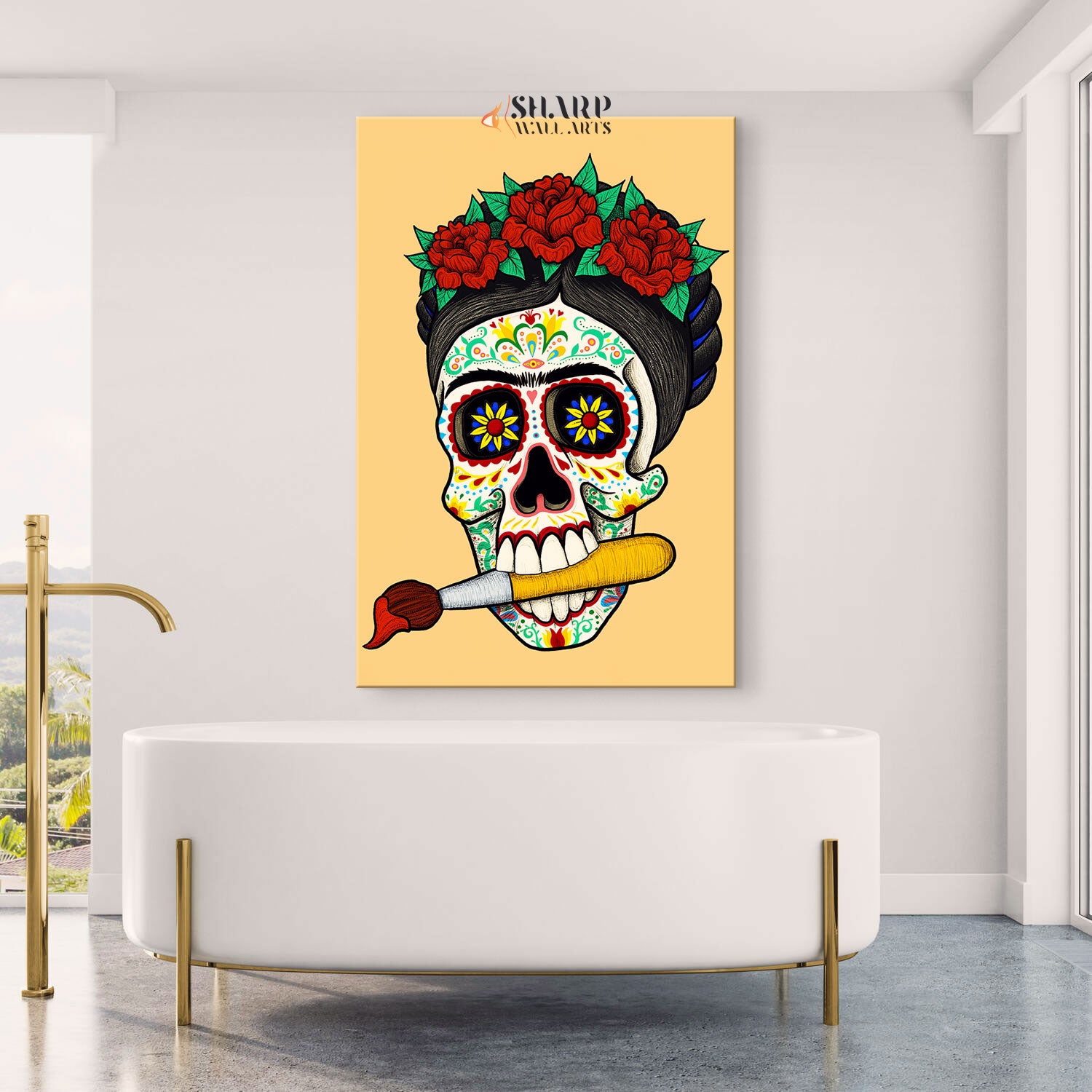 Frida Kahlo Skull Drawing Canvas Wall Art