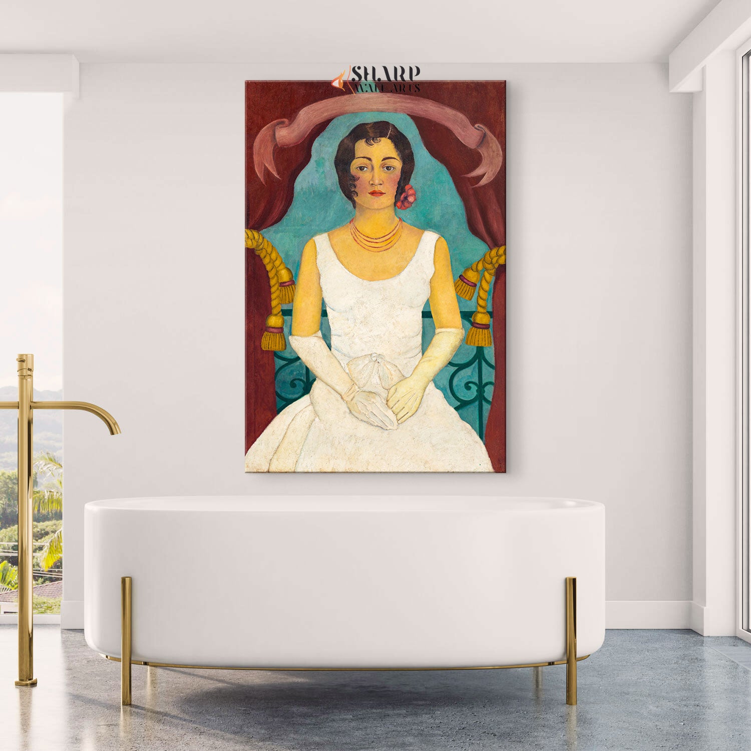 Frida Kahlo Portrait Of A Woman In White Canvas Wall Art