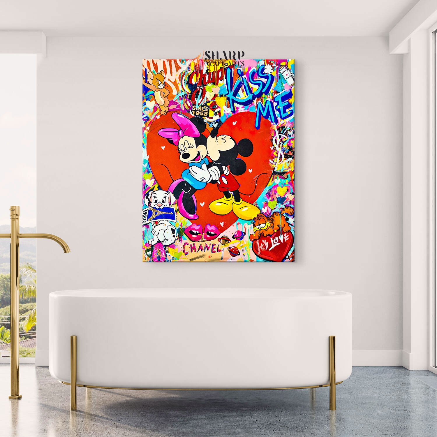 Mickey In Love Canvas Wall Art