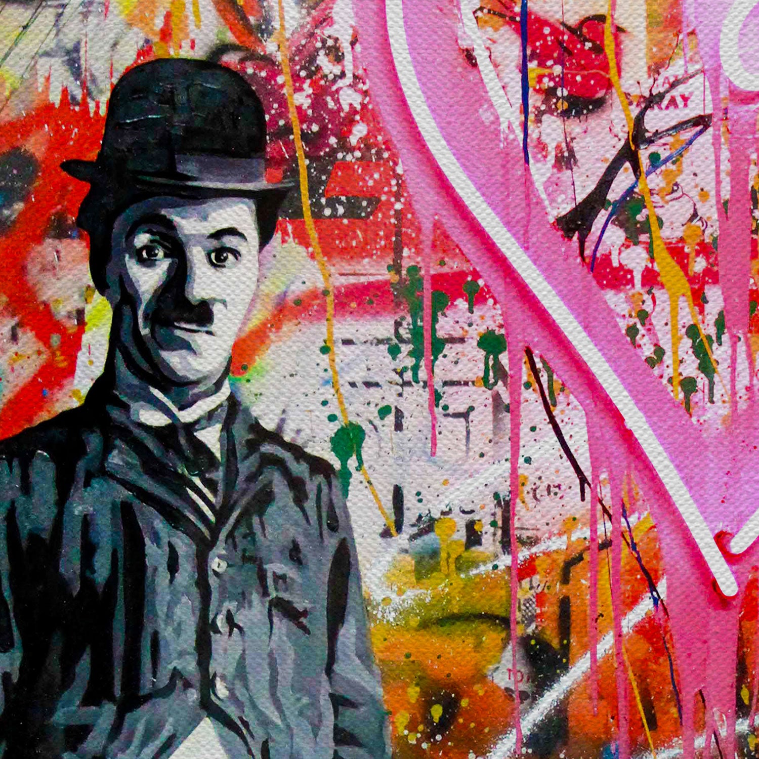 Banksy Charlie Chaplin Graffiti Wall Art Canvas
