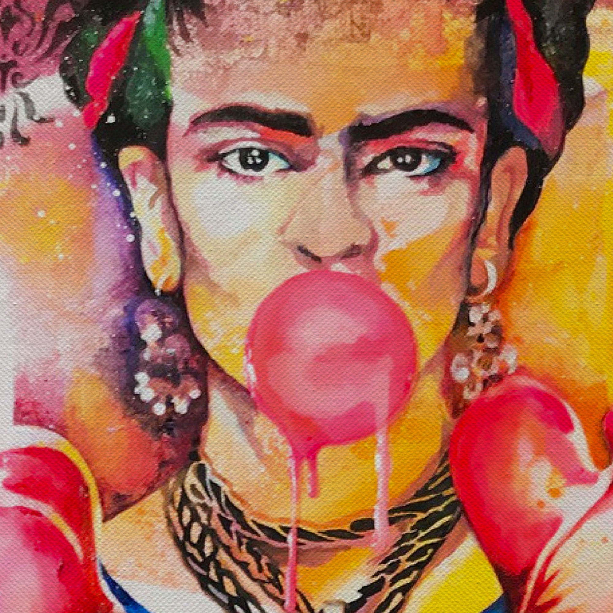 Frida Kahlo Boxing Graffiti Style Canvas Wall Art