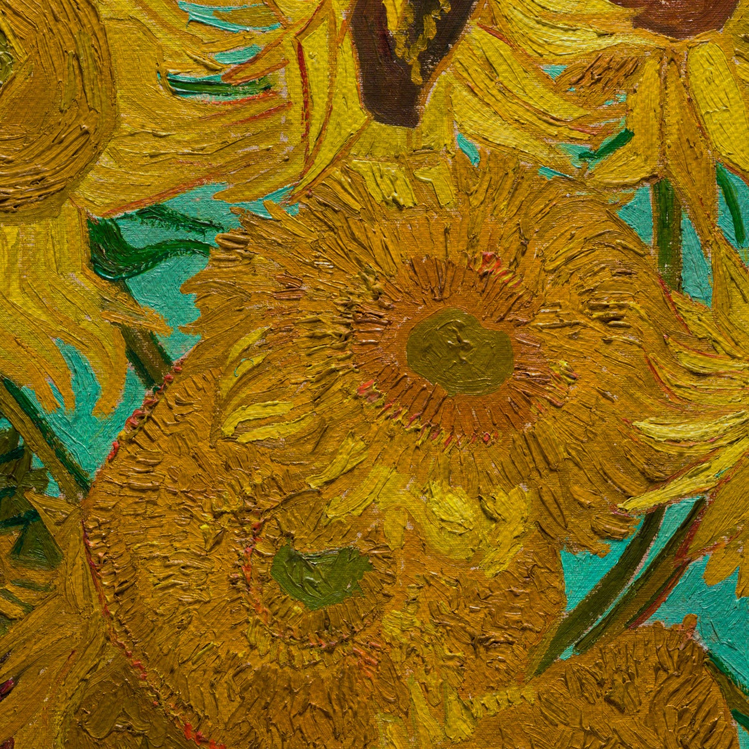 Vincent van Gogh Sunflowers On Blue Canvas Wall Art