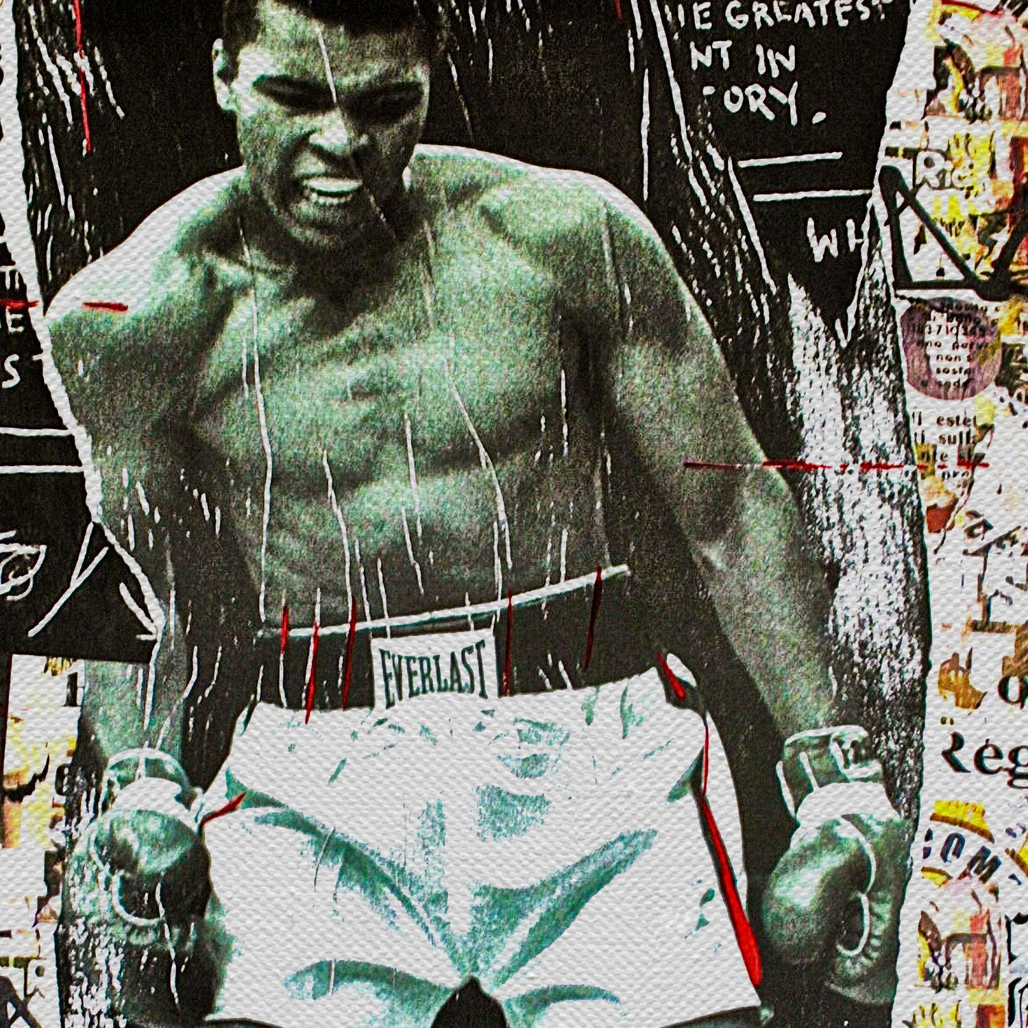 Muhammad Ali vs Sonny Liston Mixed Art Canvas Print