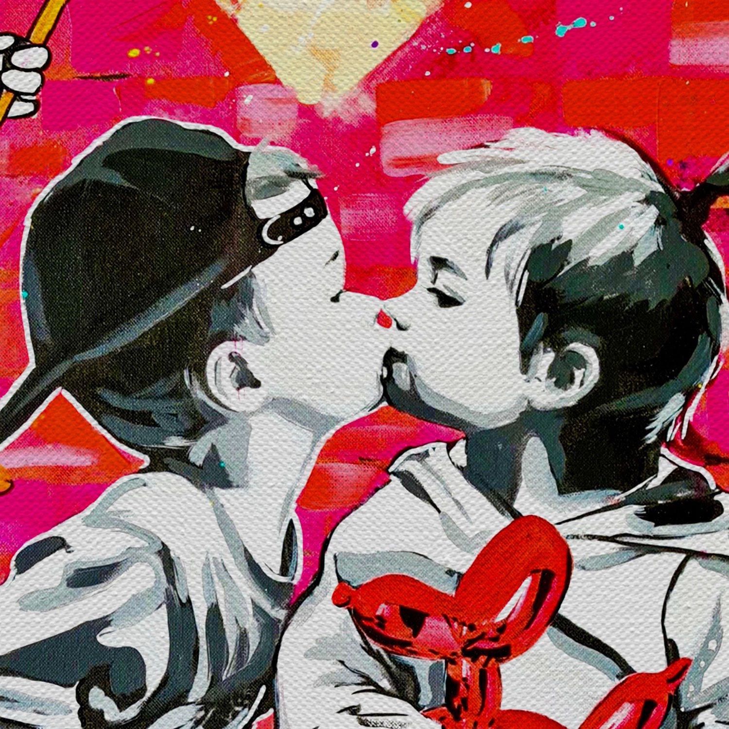 Banksy Style Kid's Amor Canvas Wall Art