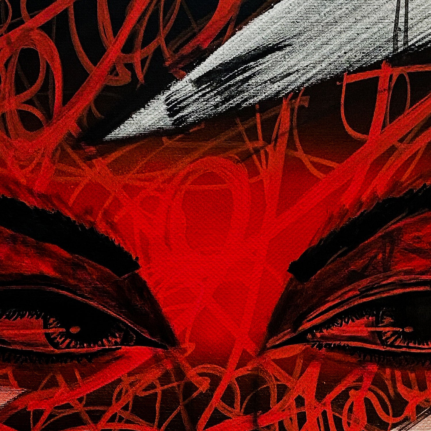 Face In Black And Red Canvas Wall Art