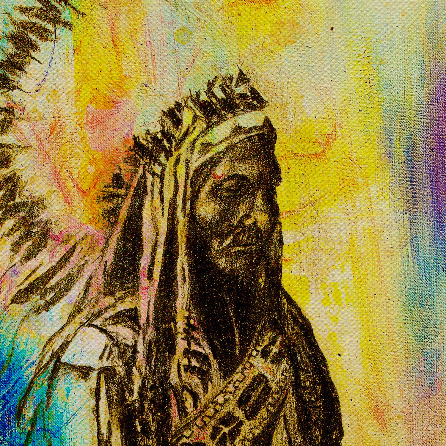 Native American Chief Abstract Canvas Wall Art