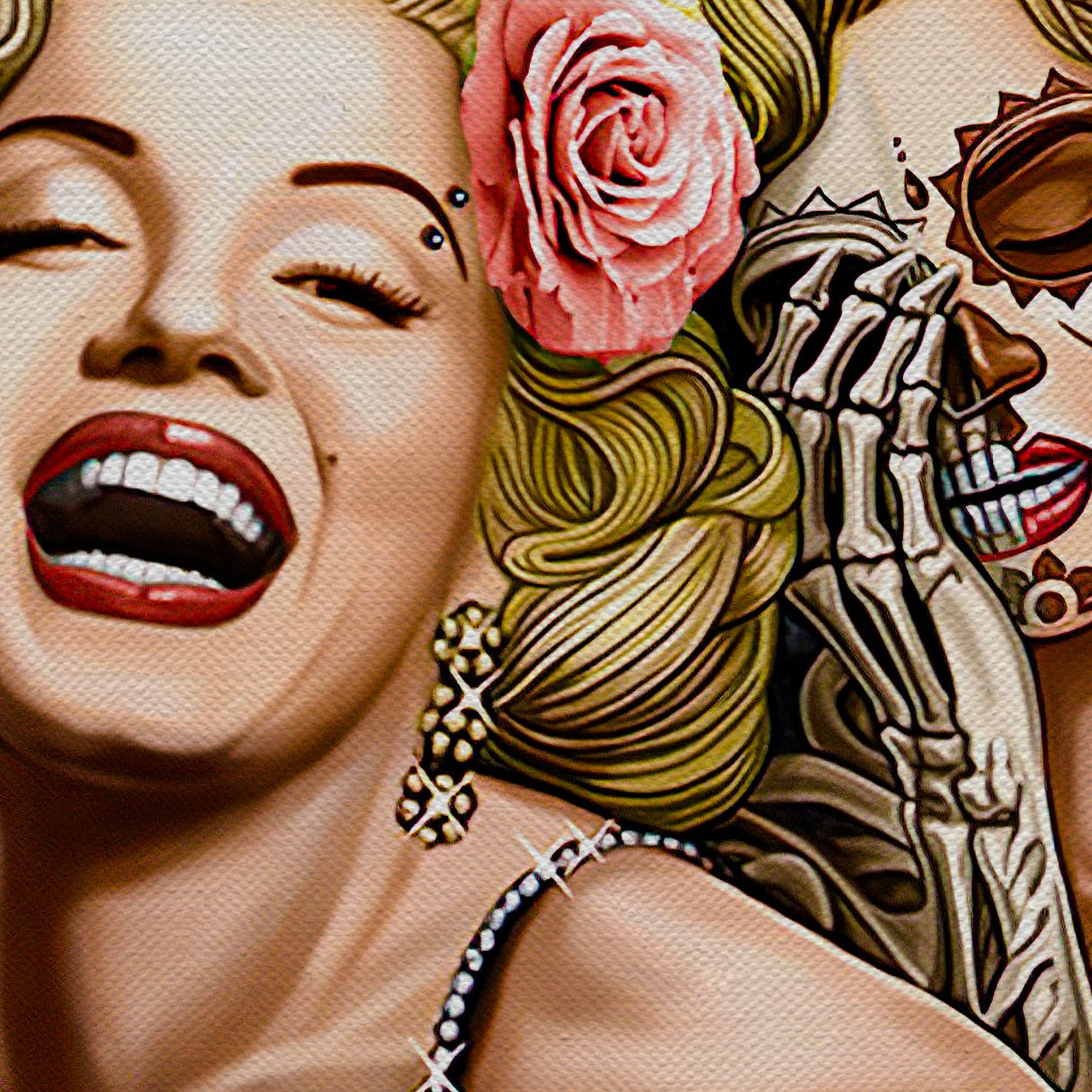 Marilyn Monroe Smile Now Cry Later Tattoo Wall Art Canvas