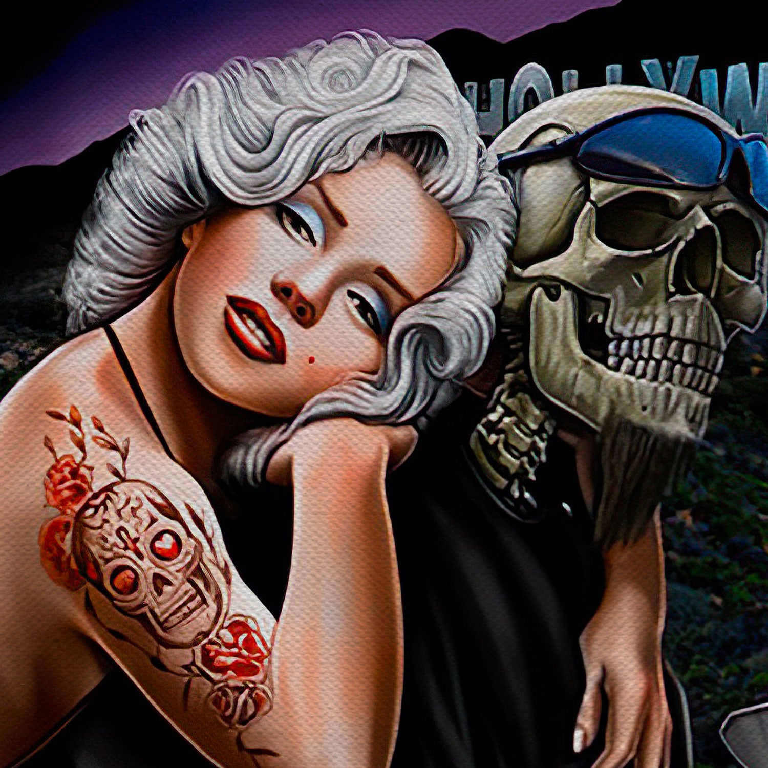 Marilyn Monroe Tattooed Biker Wall Art Canvas