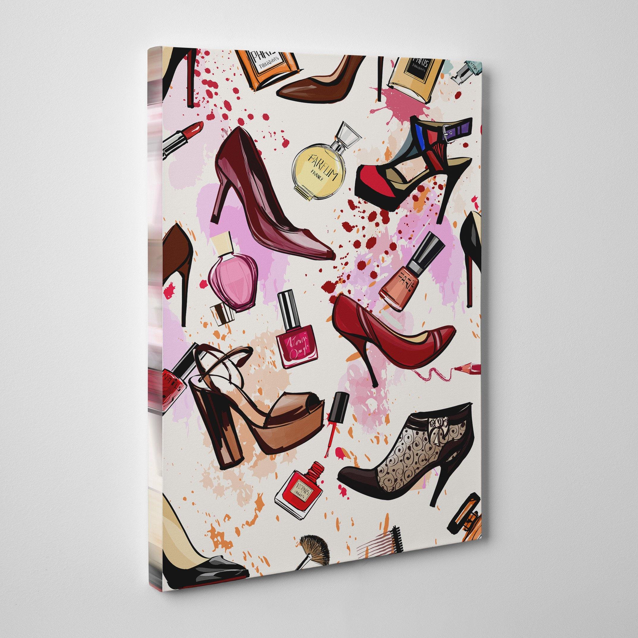 Shoes & Cosmetics - Fashion Wall Art Canvas - SharpWallArts