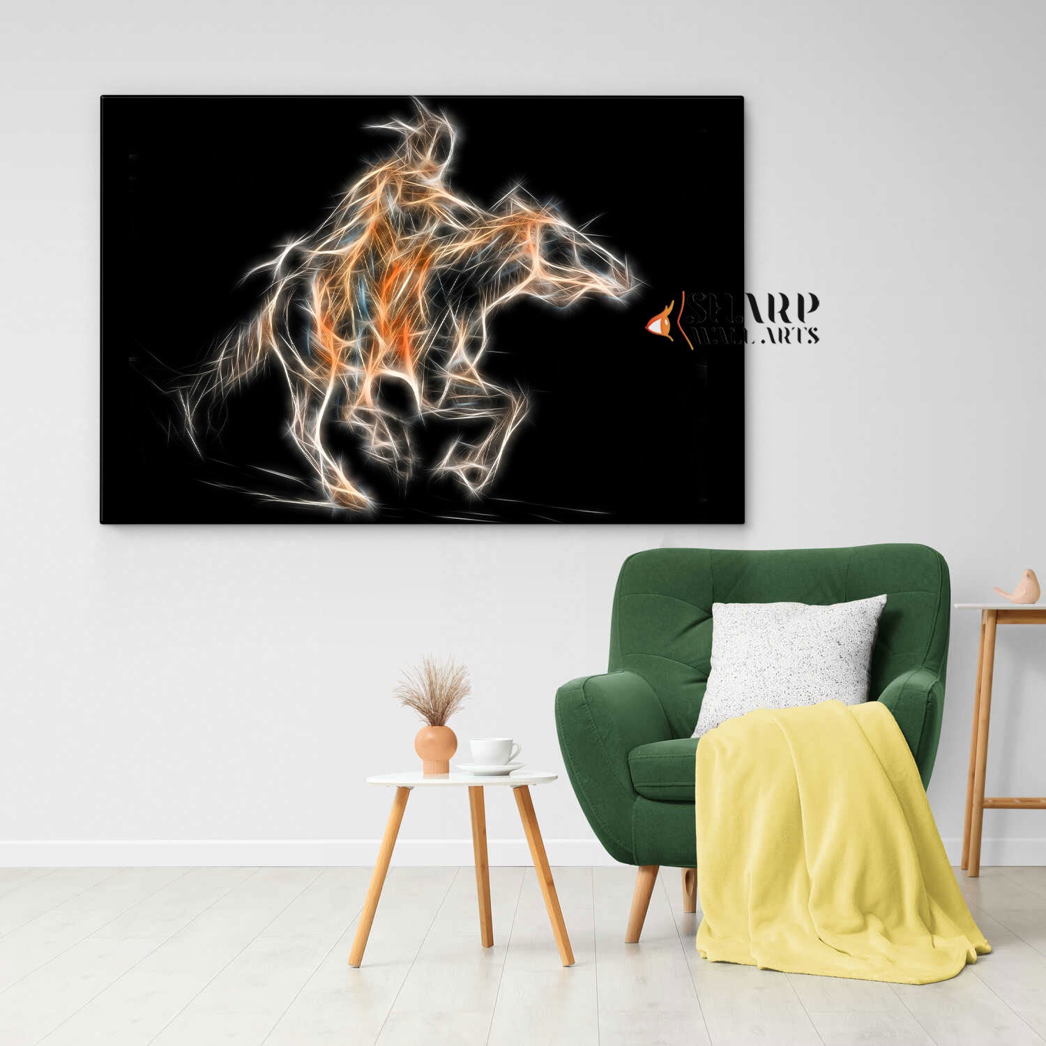 Native American Chief Riding A Horse Abstract Canvas Wall Art
