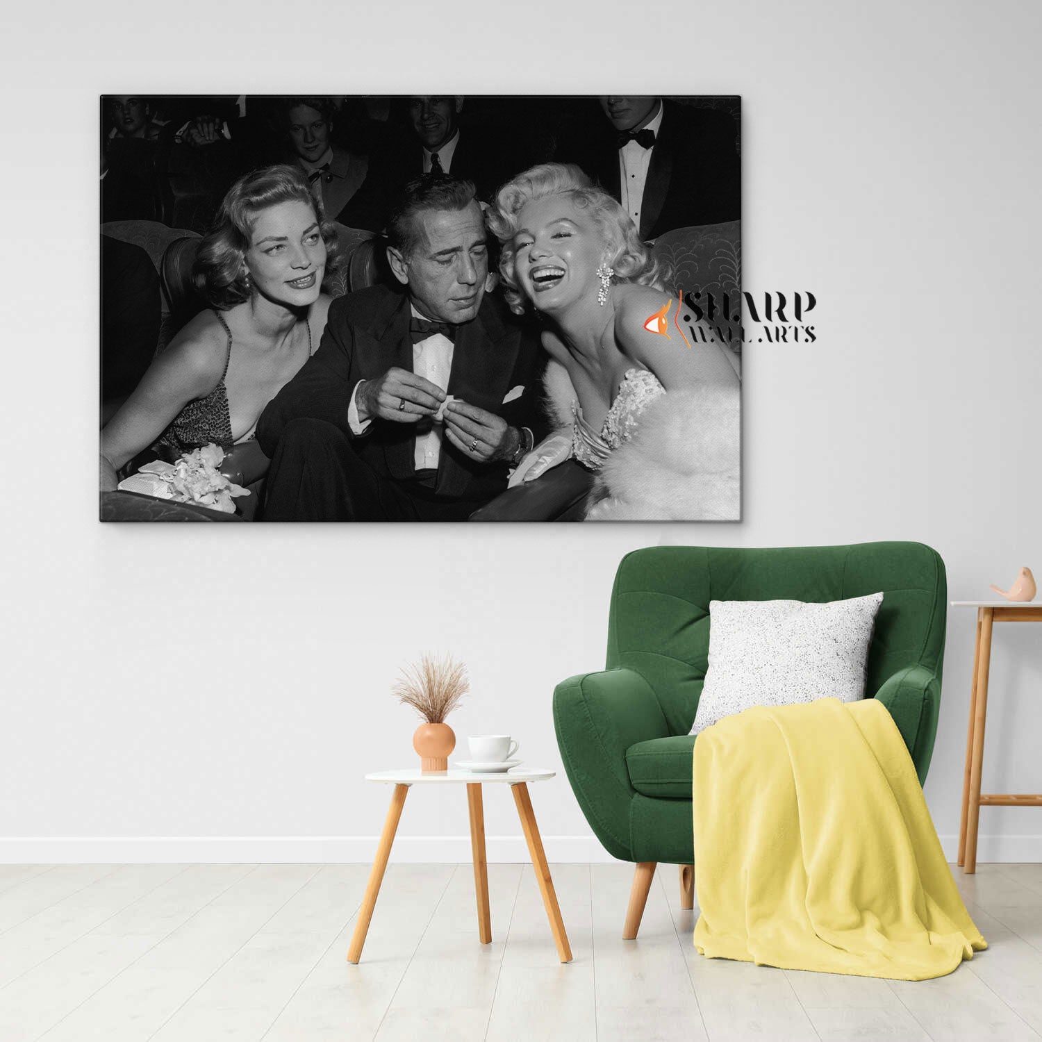 Marilyn Monroe With Humphrey Bogart And Lauren Bacall Wall Art Canvas