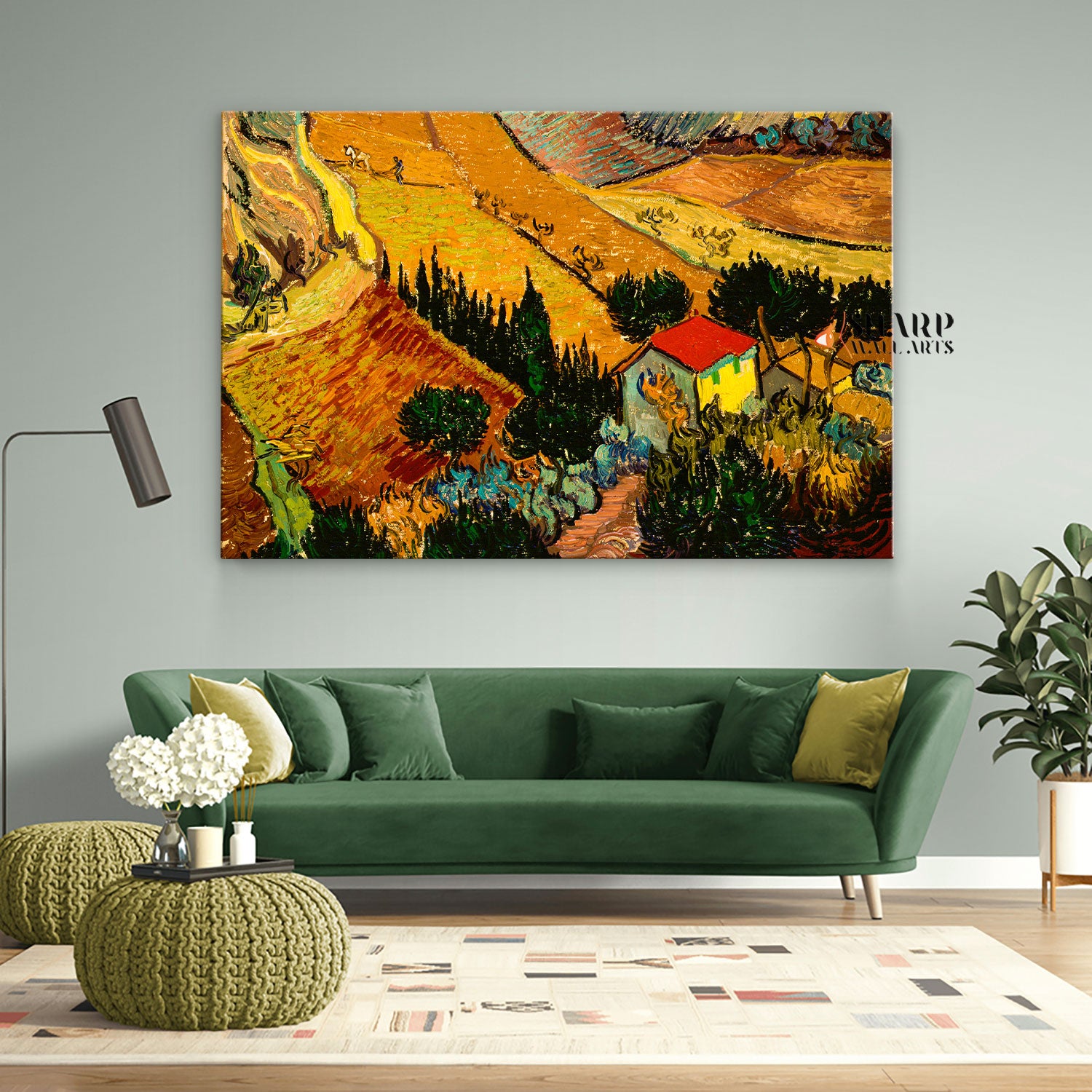 Vincent van Gogh Landscape With House And Ploughman Canvas Wall Art