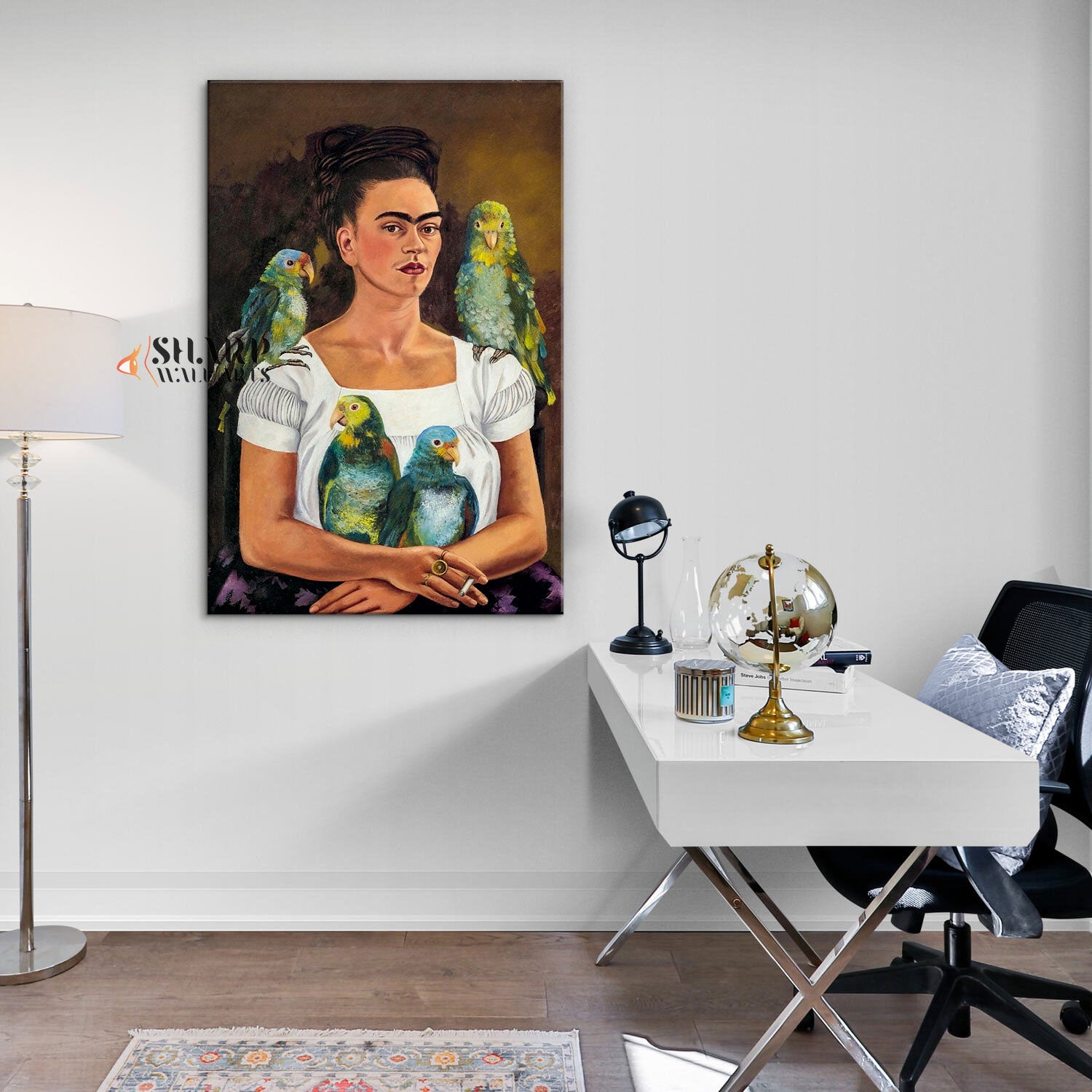 Frida Kahlo Me And My Parrot Canvas Wall Art