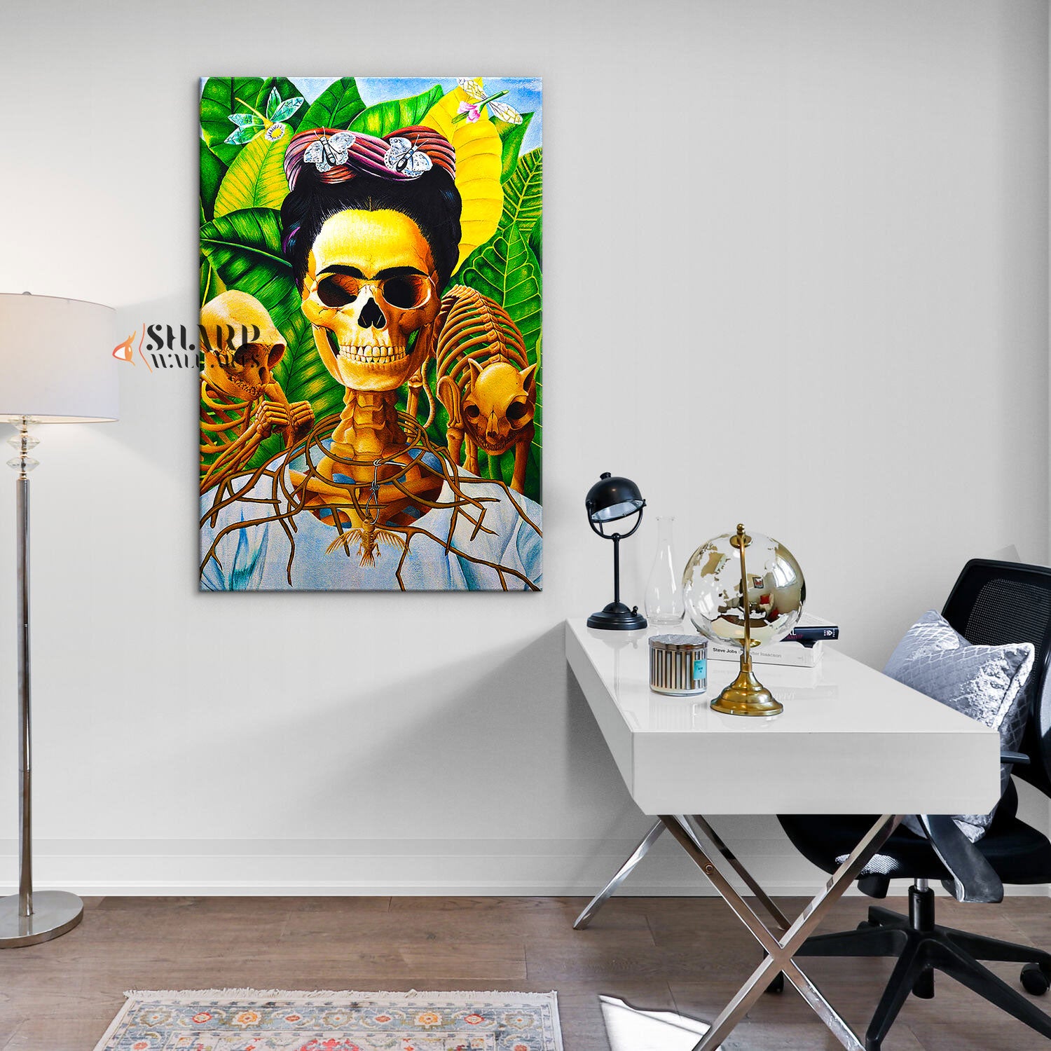 Frida Kahlo Skull Portrait Canvas Wall Art