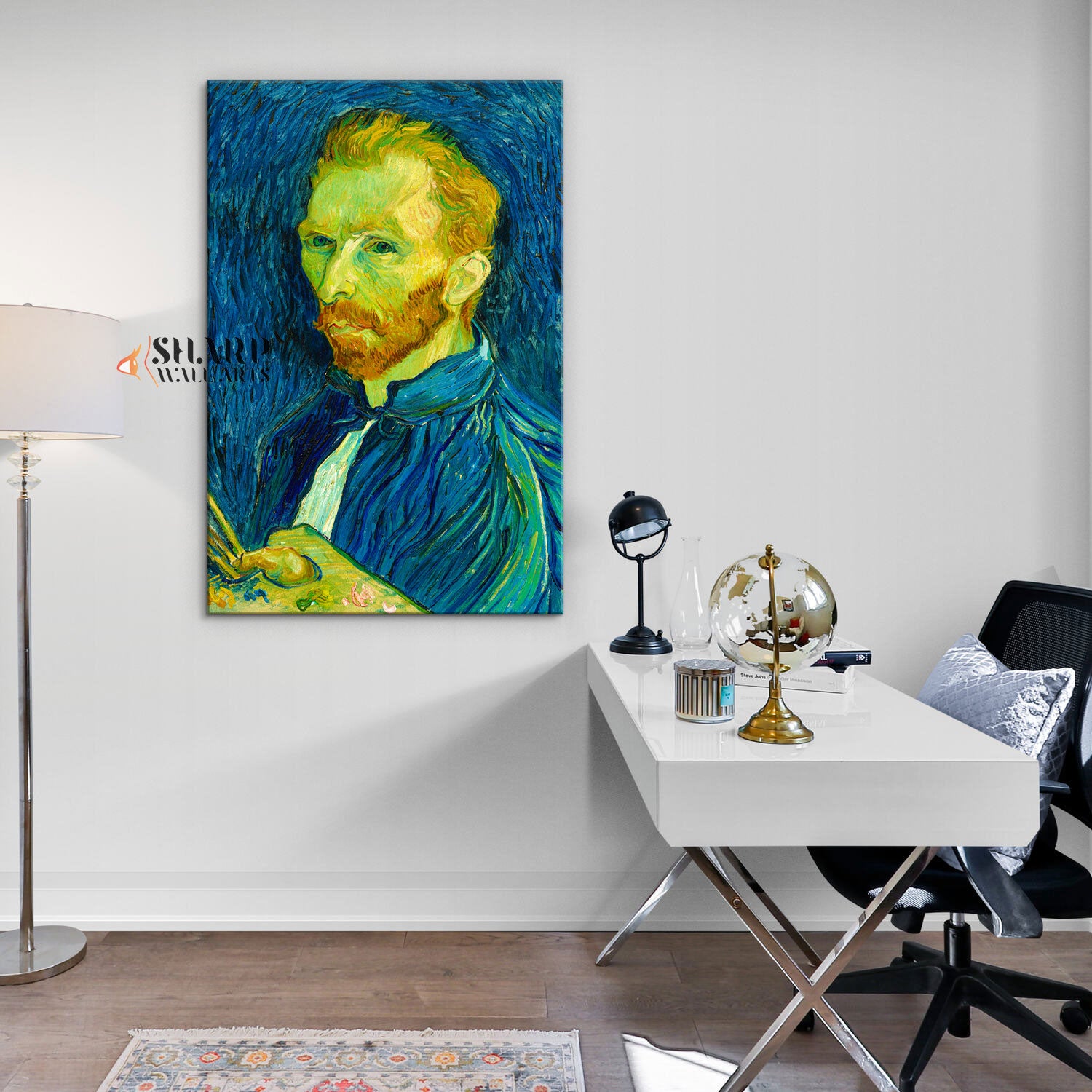 Vincent van Gogh Self-Portrait On Blue Canvas Wall Art