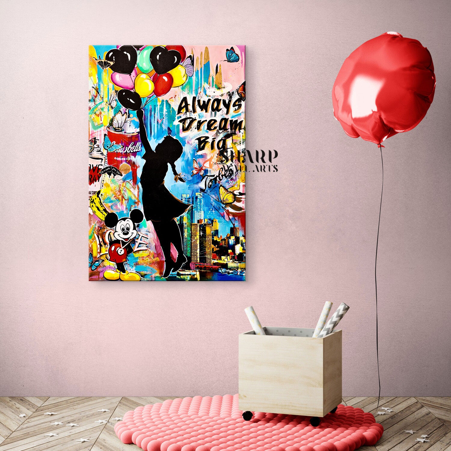 Banksy Balloon Girl Always Dream Big Canvas Wall Art
