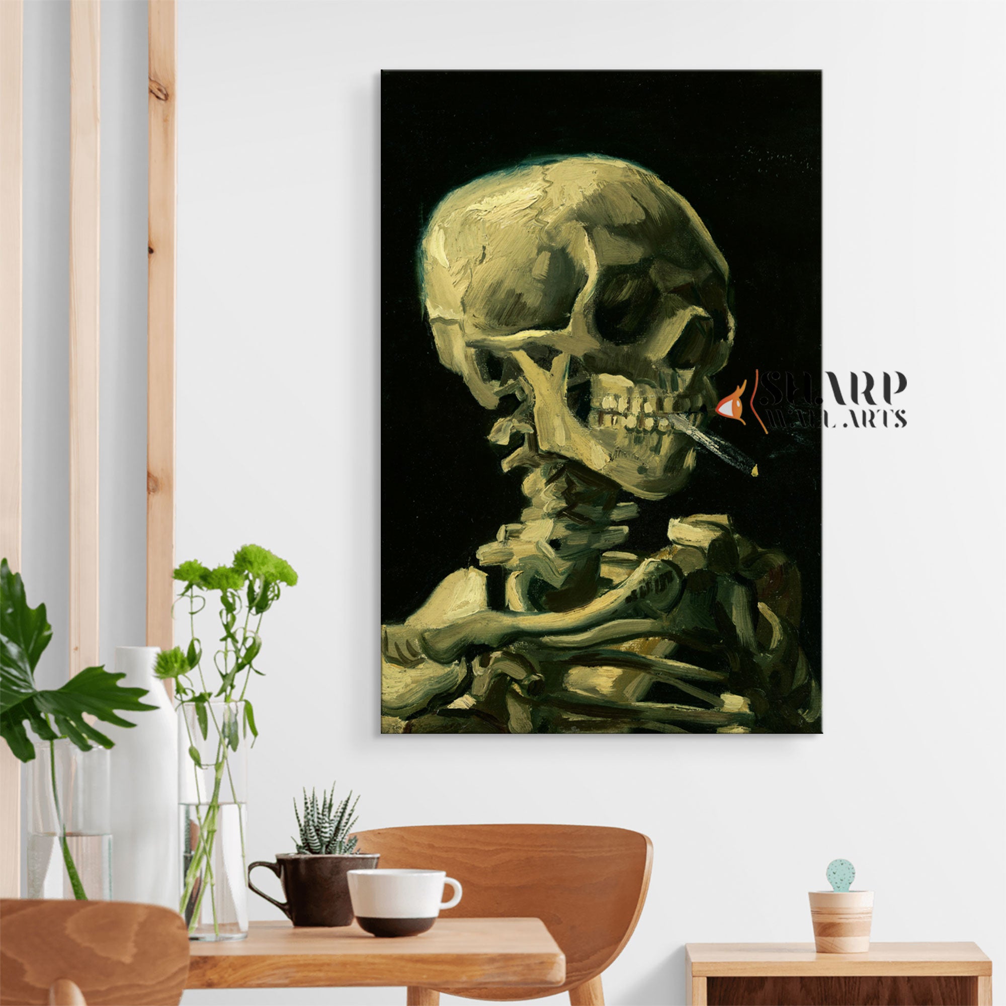 Vincent van Gogh Skull Of A Skeleton With Burning Cigarette Canvas Wall Art
