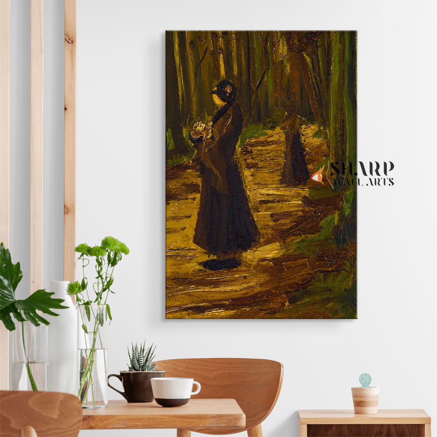Vincent van Gogh Two Women In A Wood Canvas Wall Art