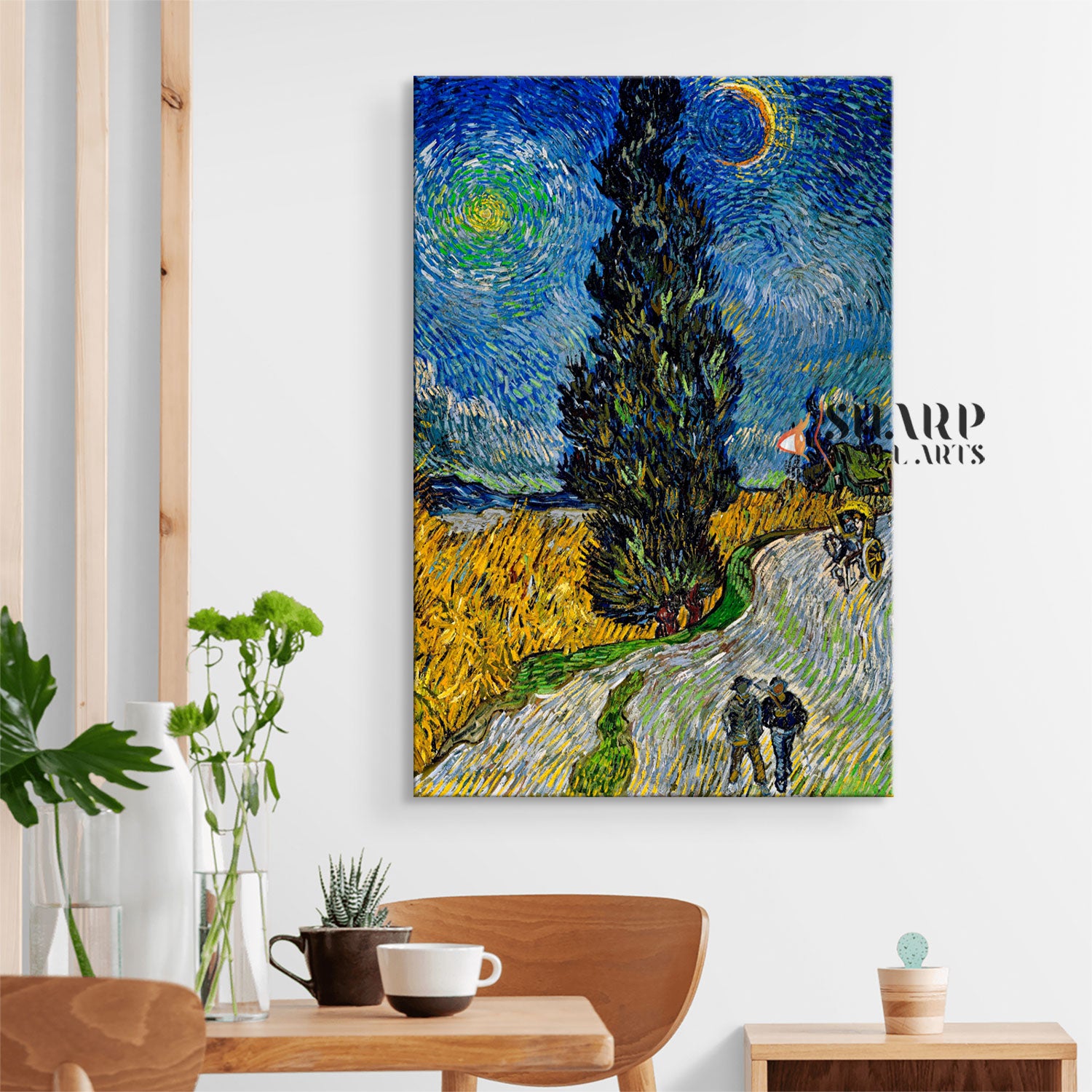 Vincent van Gogh Road With Cypress And Star Canvas Wall Art