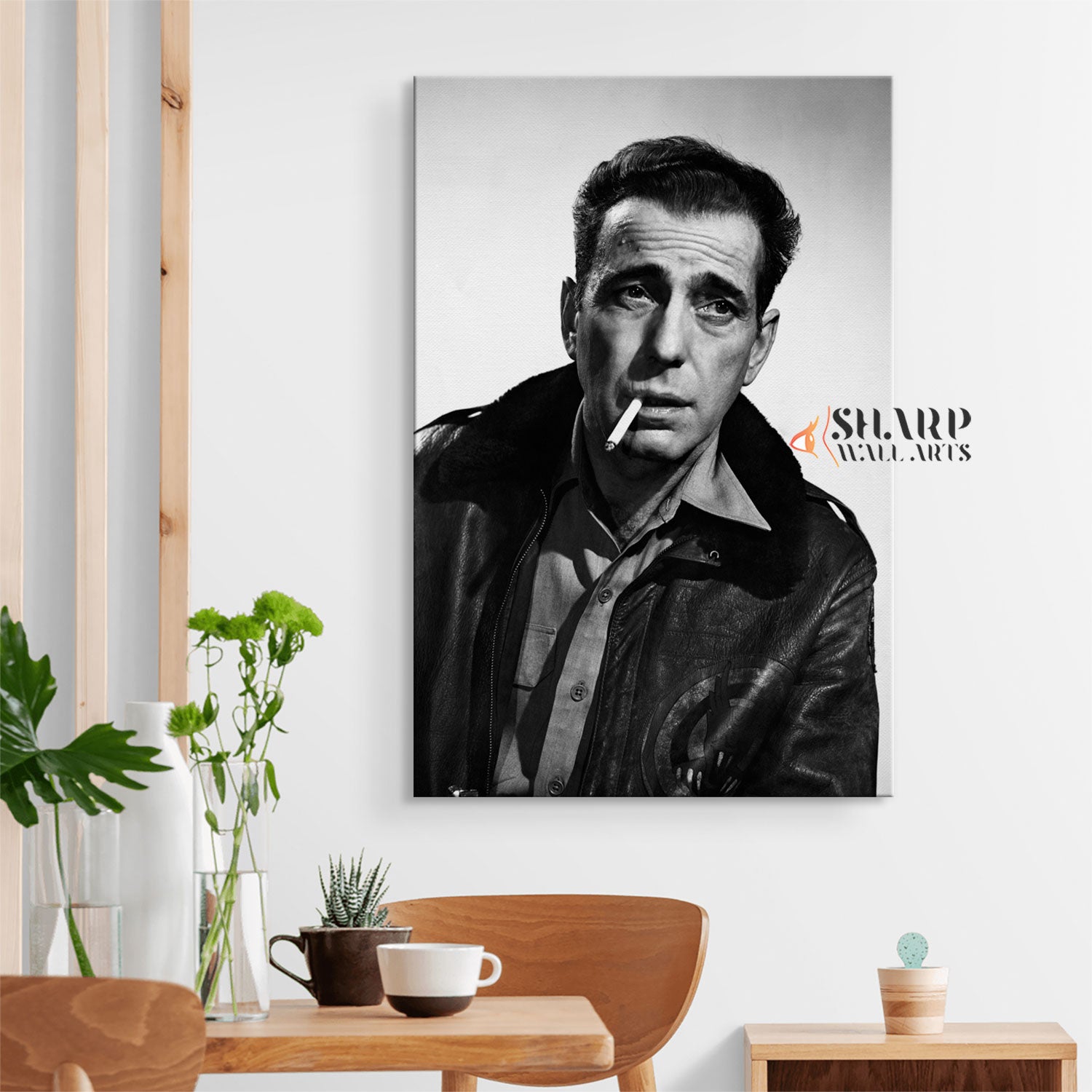 Humphrey Bogart Smoking Canvas Wall Art