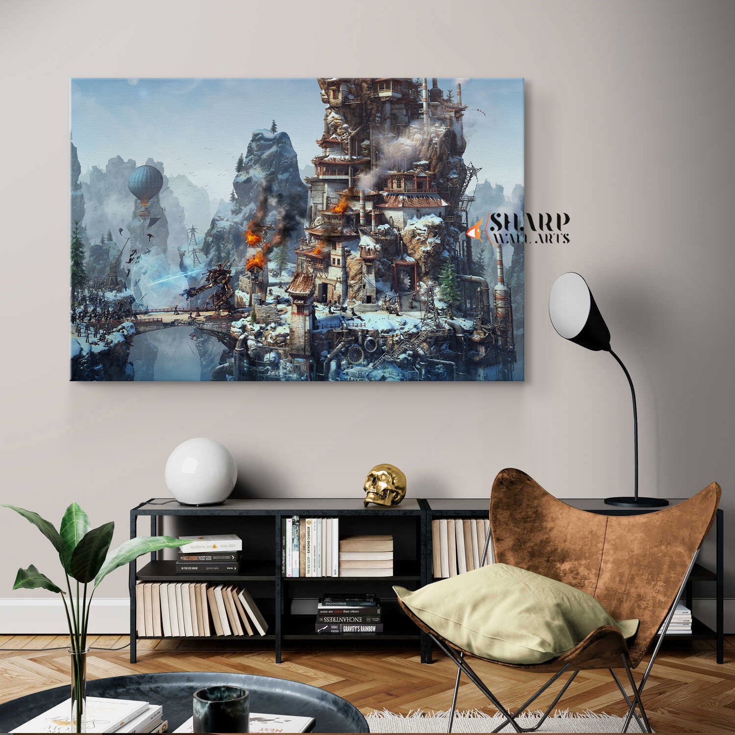 Steampunk City Fantasy Art Canvas