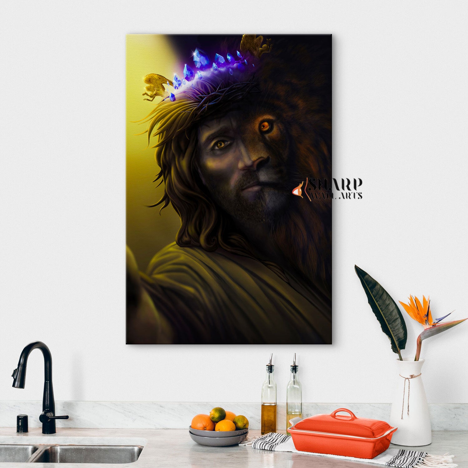 Jesus Lion Painting Canvas Wall Art