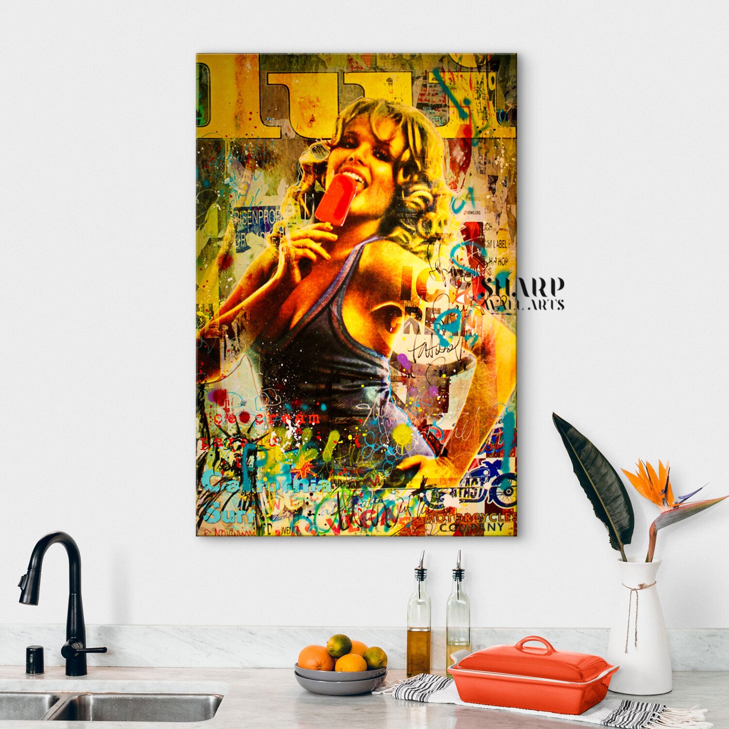 Lady With Ice-Cream Canvas Wall Art