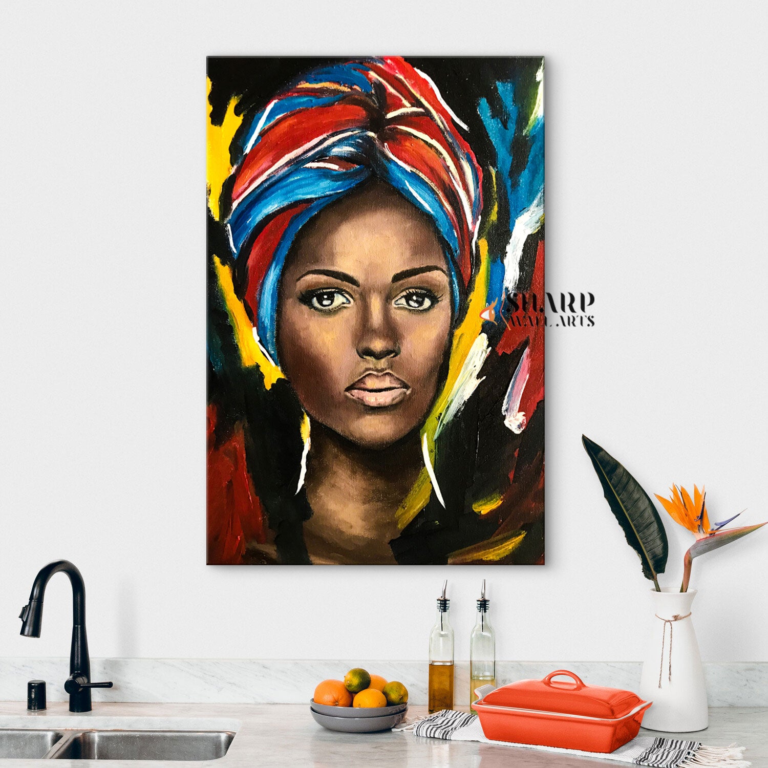 African Tribal Woman Painting Canvas Wall Art