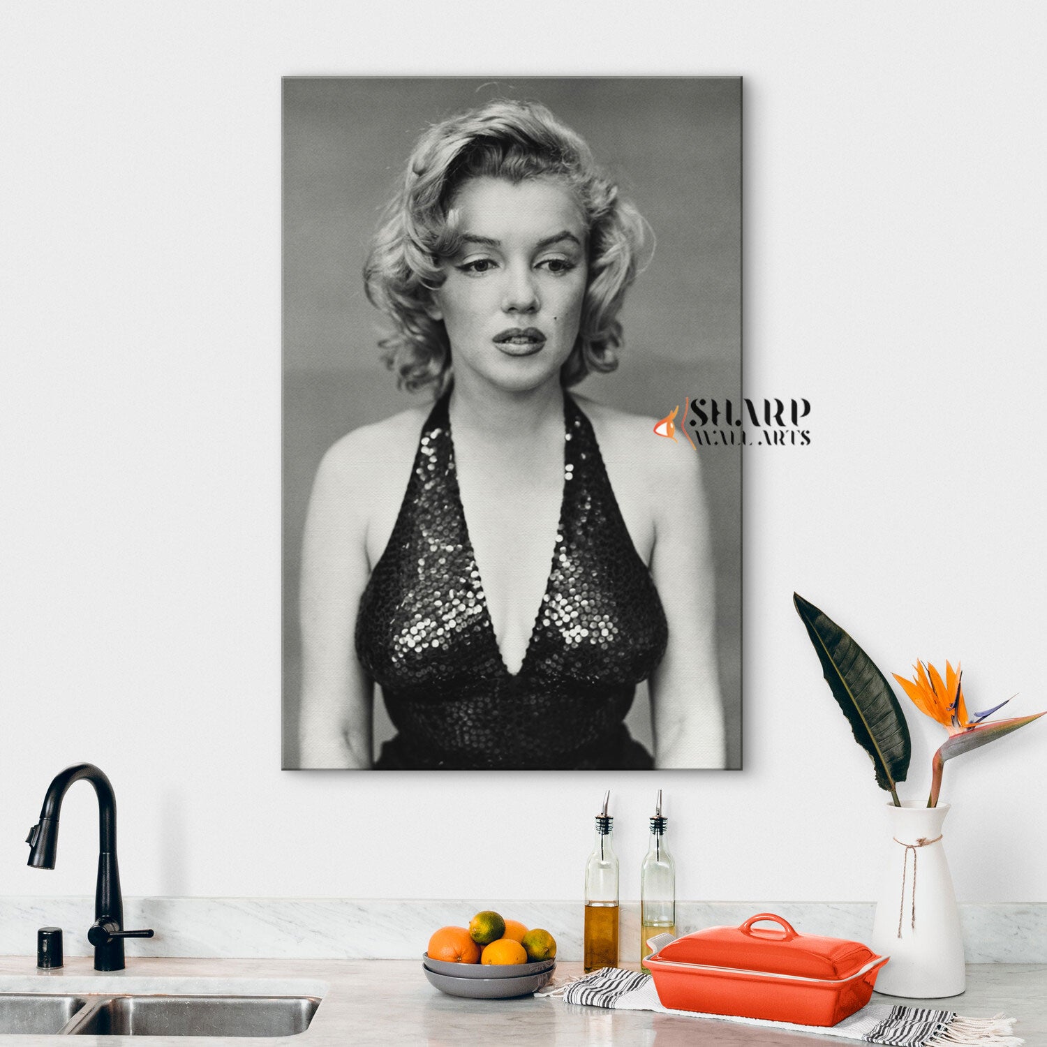 Marilyn Monroe In Black Dress Wall Art Canvas
