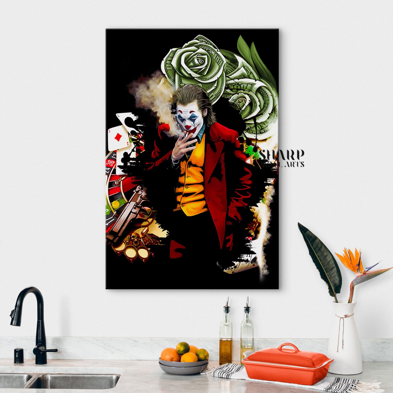 Joker Smoking Wall Art Canvas