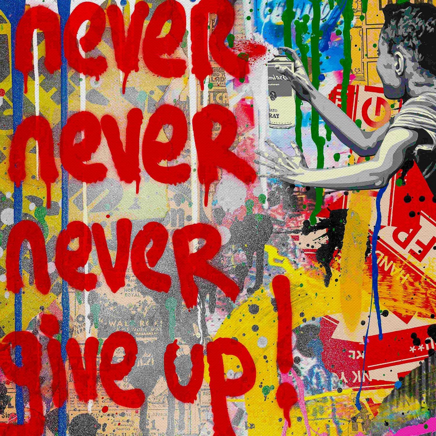 Banksy Never Give Up Canvas Wall Art - SharpWallArts