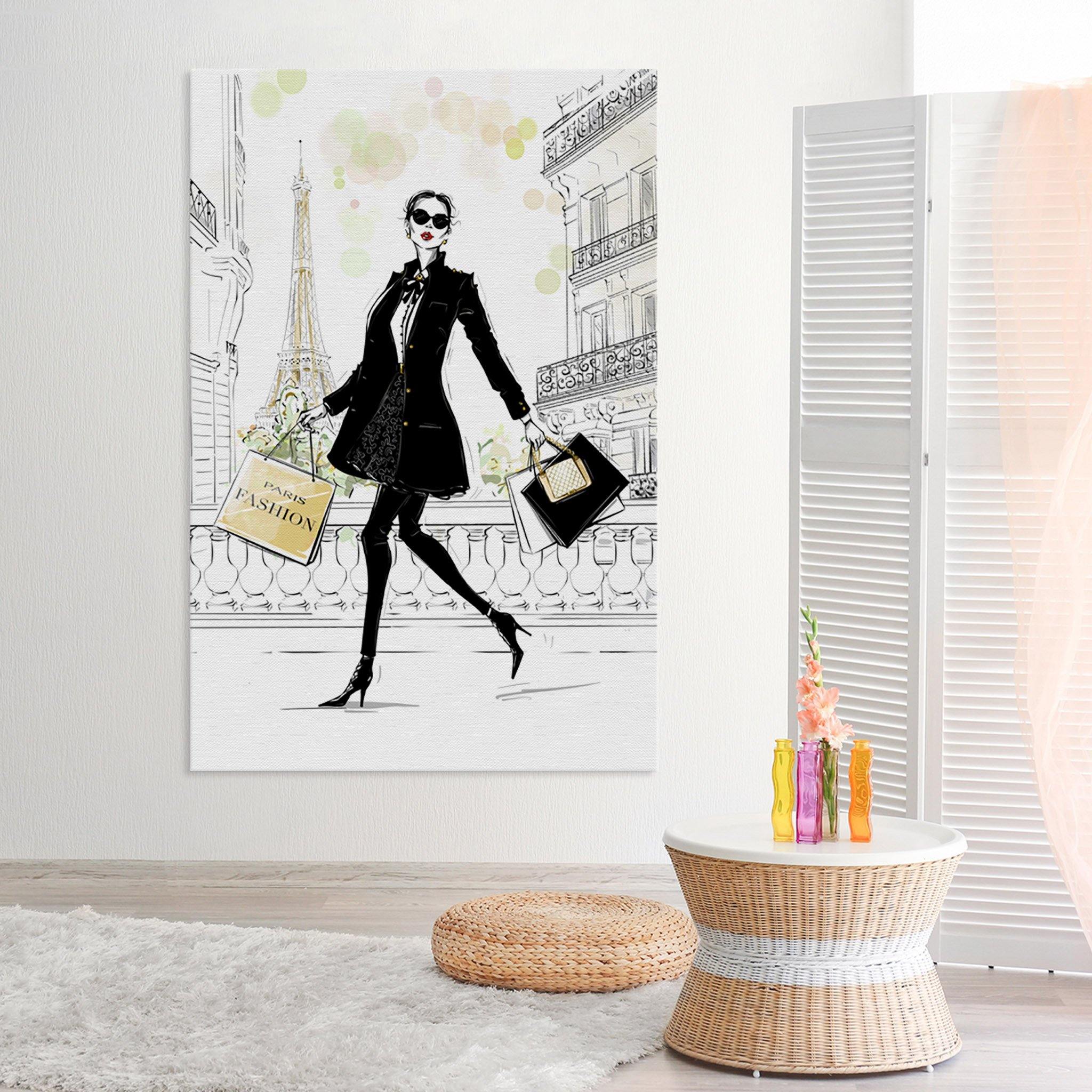 Paris Shopping Fashion - Wall Art Canvas - SharpWallArts