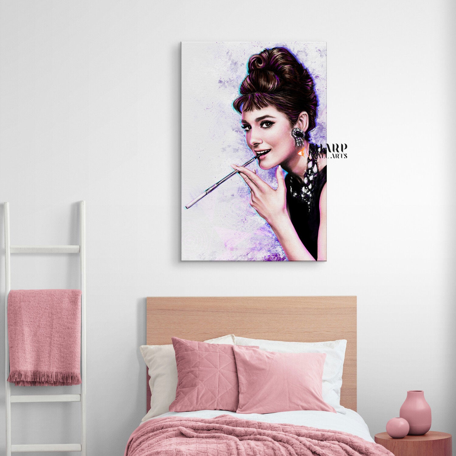 Audrey Hepburn Smoking Canvas Wall Art