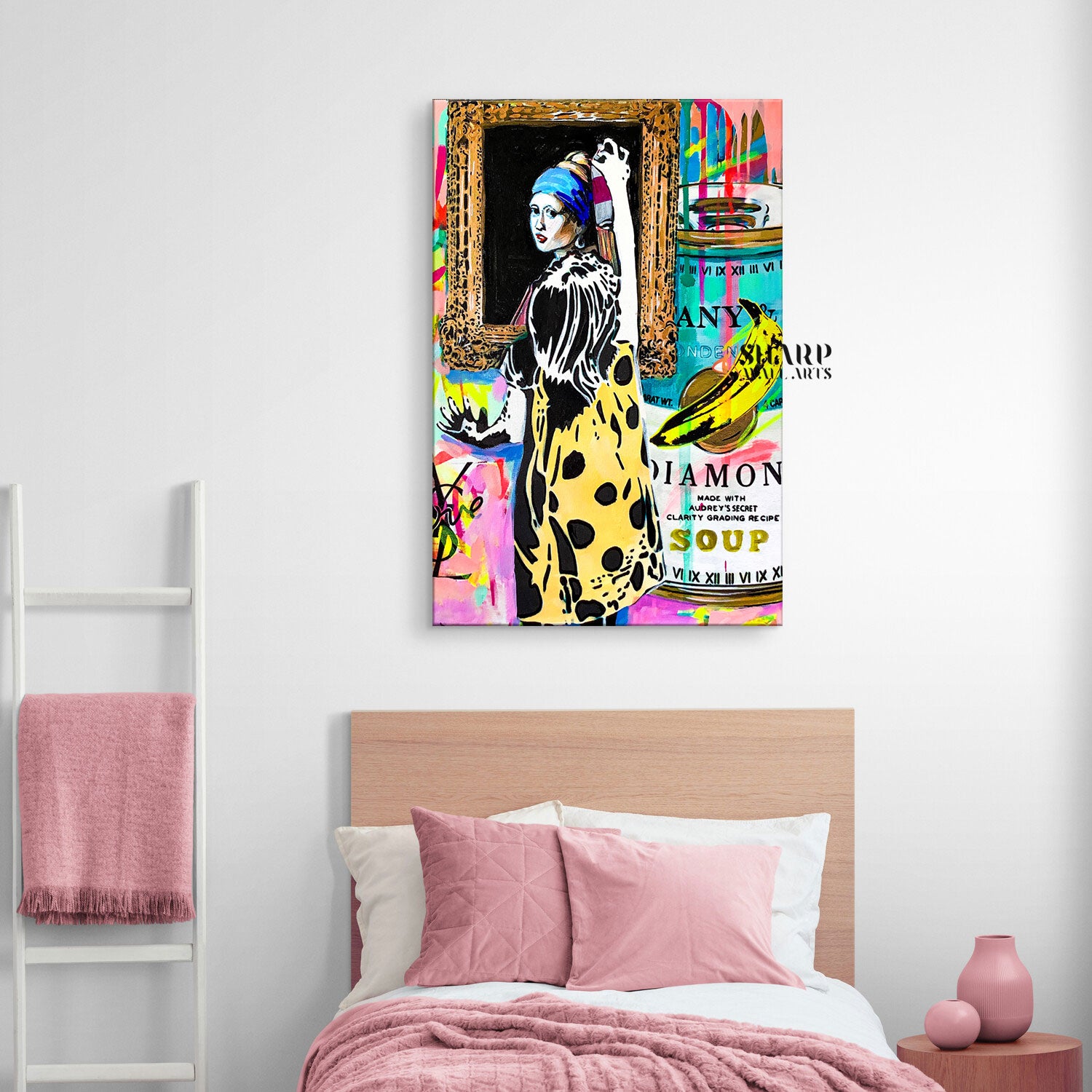 Girl With A Pearl Earring Graffiti Canvas Wall Art